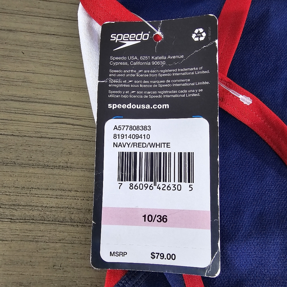 Women's speedo one piece swimsuit Sz 10/36 NWT - Picture 4 of 8